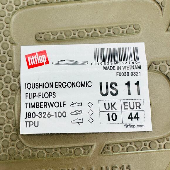 FitFlop Men's IQushion Ergonomic Thong Flip Flop Sandals Timberwolf Size 11 - Picture 12 of 12